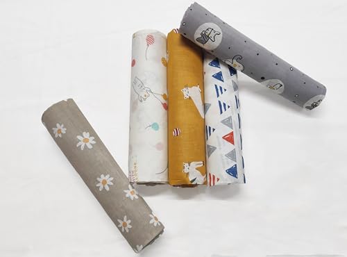 Image of Trance Home Linen Super Ultra Soft 100% Cotton Malmal Baby Swaddle Cloth | Baby Wrap for New Born Babies | Skin Friendly Soft Baby Towel |New Born Swaddles-(100x100 Cm, Circus Print,Pack of 5