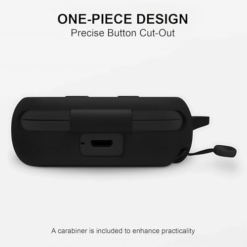 LIRAMARK Silicone Cover Case with Carabiner Compatible with Skullcandy Dime 3 in-Ear Wireless Earbuds (Black)