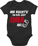 Shirtracer Baby Body Junge Mädchen - Sprüche Baby - Mir reichts Ich ruf jetzt Oma an - 1/3 Monate - Schwarz - babybody mit spruch sprüchen rufe babysachen aufschrift lustige babygeschenke - BZ10