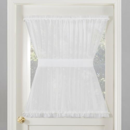 Image of No. 918 Emily Sheer Voile Rod Pocket Door Curtain Panel, 59 inch x 72 inch, White