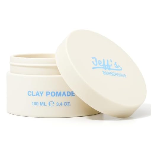 Jeff's Barbershop Clay Pomade, Sandalwood - Medium Hold, Matte Finish Hair Styling Cream Wax with Natural Beeswax & Castor Oil (3.4 fl oz/100ml)
