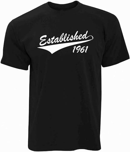 Mens 60Th Birthday T Shirt Established 1961 Sixtieth Year Novelty 60 Gift Tshirt Black XXL