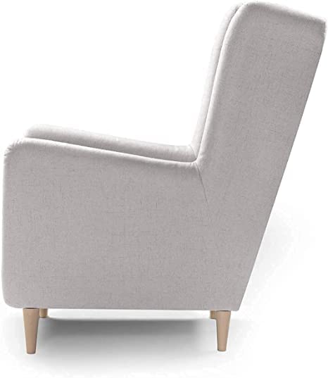 Image of Footrest Lounge Chair with Designer Back | Stylish Rest Chair and Arm Chair in Cotton Fabric for Living Room (Light Grey)