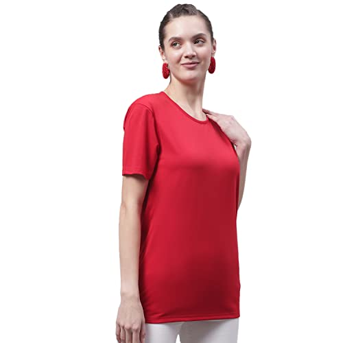 Image of Mack Jonney Women Round Neck Cotton Solid Regular Fit T-Shirt-T Anthraa 001-P