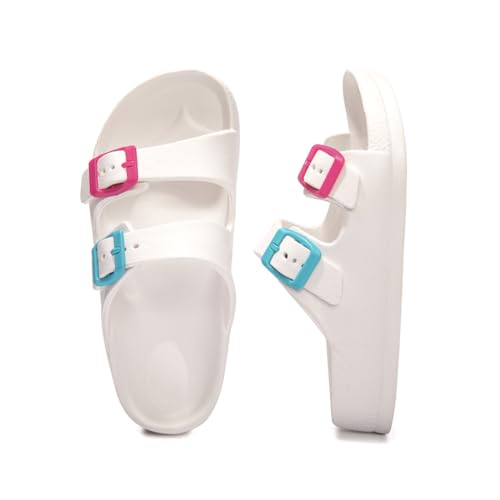 Image of FUNKYMONKEY Kids EVA Slides Waterproof Slip-on Pool Sandals for Boys Girls | Lightweight Plastic Sandals with Adjustable Double Buckle, Boys Girls Comfortable Non-slip Summer Shoes for Beach, Daily Wear