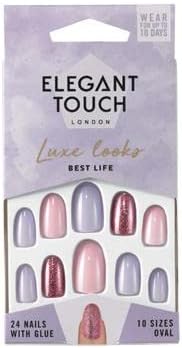 Elegant Touch Luxe Looks Best Life Oval Shaped False Nails, Variety Pack
