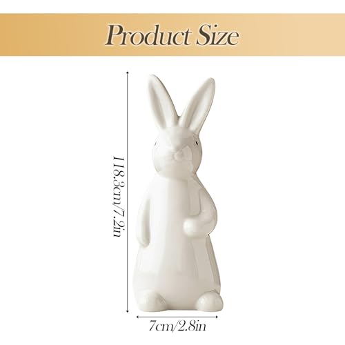 Figura Decorativa Conejo Blanco de Cerámica 7.2 Pulgadas miniatura 2