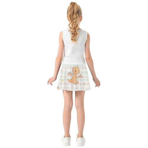 Girls' Shorts Athletic Skorts Cute Pastel Dragons Rainbow Toddlers Tennis Skirts Pink Cute Teen Skirt 3t4