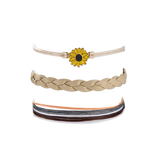 Yalice Multi-Layered Boho Anklets Flower Ankle Bracelet Daisy Rope Foot Chain For Women And Girls (Colorful-3) #TOP1