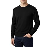 Castle Point Jersey Hombre 100% Algodón – Suéter Ligero Punto Fino Cuello Redondo o Pico, Jersey Hombre Transpirable Casual y Oficina (Negro, S)