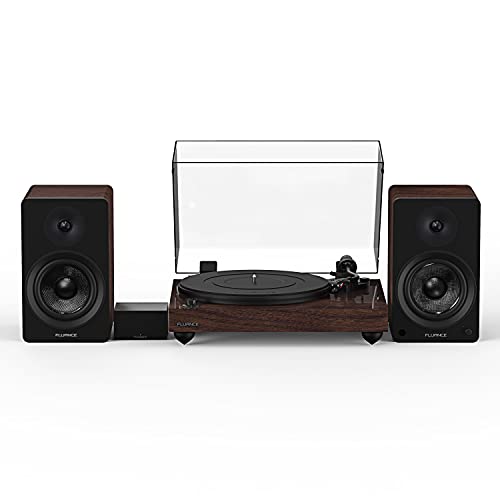 Fluance Reference RT82 High Fidelity Vinyl Turntable with PA10 Phono Preamp and Ai41 Powered 5 Bookshelf Speakers Ortofon OM10 Cartridge 90W Class D Amplifier Bluetooth (Natural Walnut)