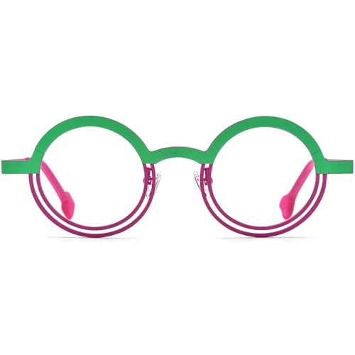 Image of FONEX Colorful Pure Titanium Glasses Frame Women Retro Round Eyeglasses