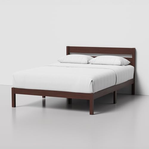 Image of LIFEMENT Classic Wood Platform Bed Frame with Headboard, Essential, Noise Free, Under Bed Storage, No Box Spring Needed, Easy Assembly (Walnut, Full)