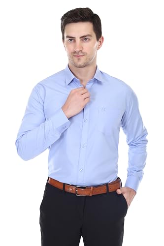 Image of Men's Solid Cotton Blend Formal Shirt with Pocket | Plain Design with Spread Collar & Full Sleeves - Regular Fit (Pack of 2)