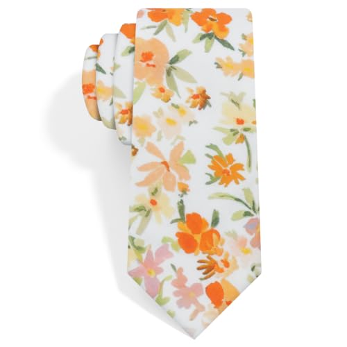 Image of Luckyvestir Ties for Men, Sage Green Cotton Floral Tie 2.76 inch Flower Printed Men's Neckties for Wedding /Groomsmen /Suit /Party