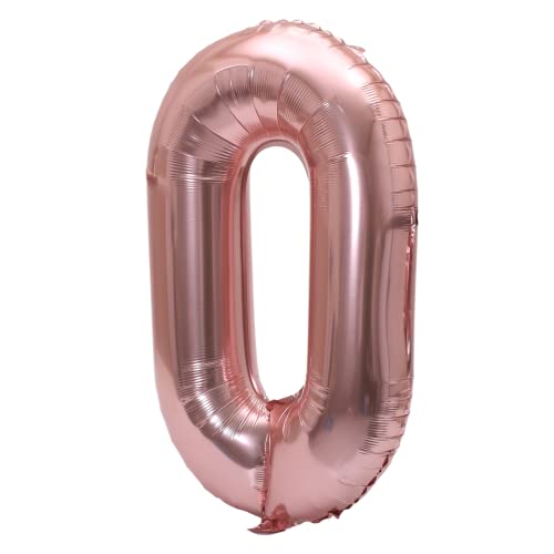 Image of YPSelected 32 Inch Large Foil Helium Number Balloon Birthday Wedding Party 0-9 (Rose Gold, 0)