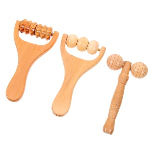 GARVALON Neck Massager Pressure Point 3pcs Wooden Foot Massager Rollers for Body Neck Shoulder