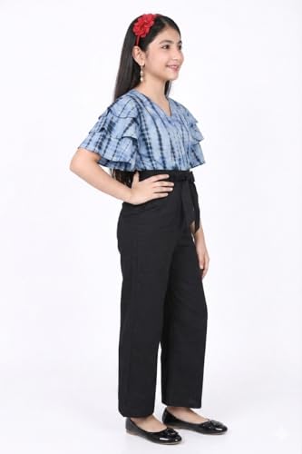 Image of Girls Flared Sleeves Printed Jumpsuit-66