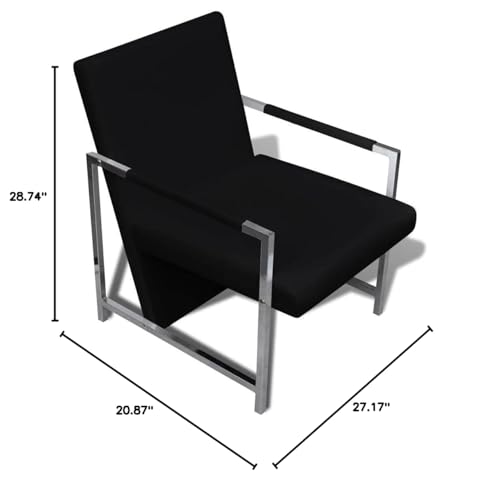 Sillón Plegable Negro Cuero Sintético miniatura 3