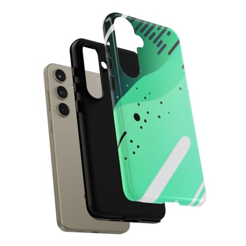 Coque Samsung S24 Plus motif abstrait géométrique vert et noir rigide - 4