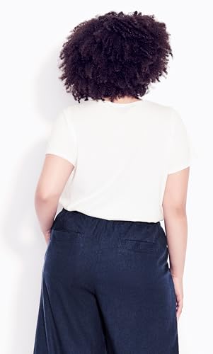 EVANS Women's Plus Size Wide Leg Crop Trouser Navy4