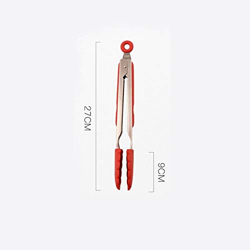 Szczypce Silikonowa klips do spożywczych ze stali nierdzewnej nadaje się do grillowania w kuchni Anti-Spalding Grill Steak Steak Rozmiar: 27 cm (Size : A)