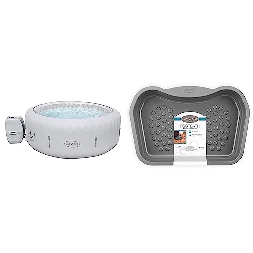 Lay-Z-Spa Paris Hot Tub with Built In LED Light System, 140 AirJet Massage System Inflatable Spa with Freeze Shield Technology, 4-6 Person & Foot Bath Tray Accessory for Hot Tubs and Spa Pools