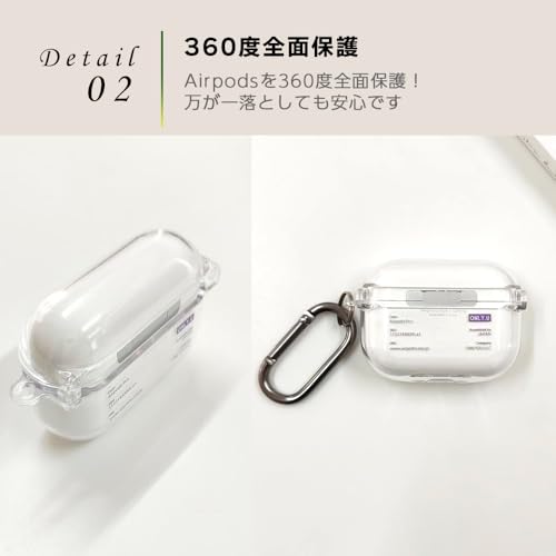 ONLYOU Airpods pro3 対応 ケース ランドリー タグ 洗濯タグ デザイン クリア 透明 エアーポッズ プロ カバー の商品画像 4