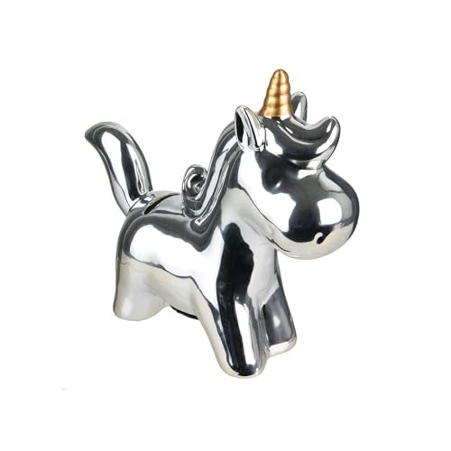Spardose Einhorn Chrom Reflexe / Farbe wählbar: Rosa, Blau, Weiß (Silber)