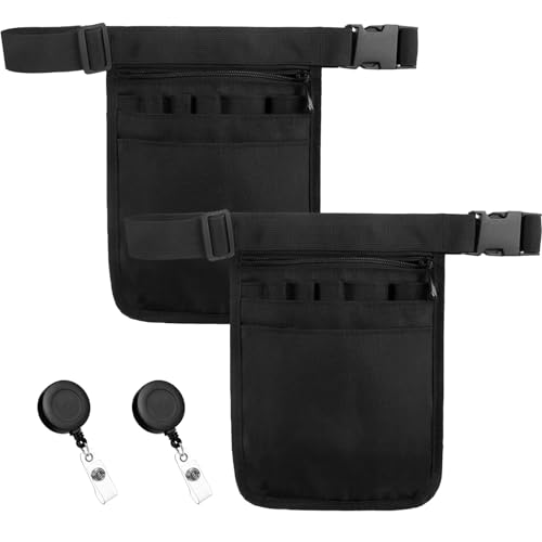 Solivive 2 Stück Kellnertasche mit Gürtel Mehrschichtig Krankenschwester Tasche Werkzeugaufbewahrung Gürteltasche Geeignet für Krankenschwestern Tierärzte Gärtner Kellner/Kellnerinnen Unisex(schwarz)