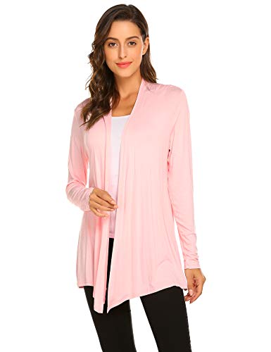 Newchoice Womens Plus Size Cardigans Sweaters V Neck Open Front Long Sleeve Lightweight Summer Cardigan (Light Pink, XXXL) - Thumbnail 3