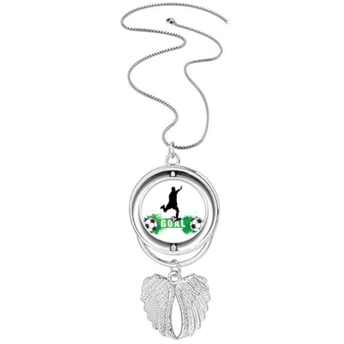 Pendentif ailes d'ange et football en acier, collier sport et bijoux pour homme et ado