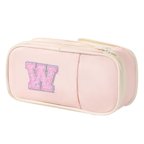 Image of Janhavi Initial Large Capacity Premium Oxford Cute Aesthetic Pencil Case Pouch Bag Special School Supplies Colored Stationery Organizer Gifts for Girls, Women, Adults