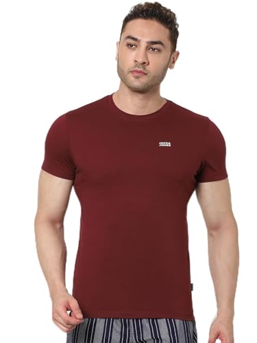 Image of Jack & Jones Men Cotton Round Neck Slim Fit Casual T-Shirt