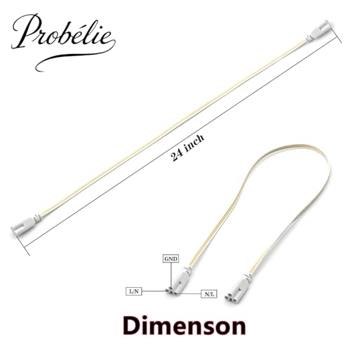 2FT 24inch T5 T8 Tube Light Fixture LED Linkable Cords, Double end Connector Cable, Power Extension Wire for LED Integrated Single Fixture, Shop Light, Garage Light, Under Cabinet Light, Pack of 4 by Probelie - Used condition - Image 3