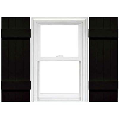 Mid America Board and Batten 14" 4 Board Joined Vinyl Standard Shutter (1 Pair) - 14 x 51 002 Black