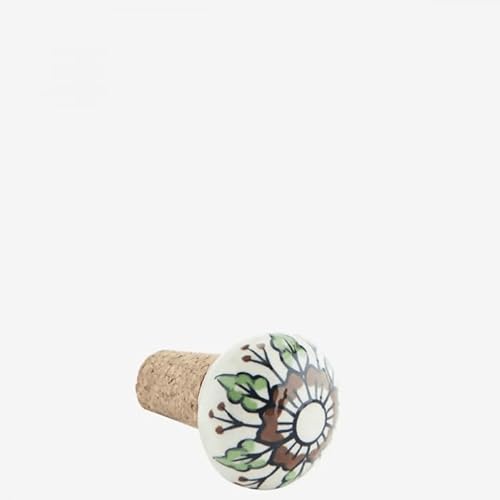 Bouchon de bouteille en liège et grès peint à la main Fleurs - Madam Stoltz