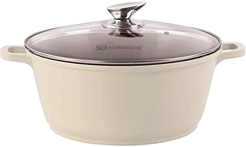 SQ Professional NEA Die-Cast Aluminium Stockpot with Lid 3-Layer Non-Stick Coating - Silicone Handle Covers (Nera - Black, 20cm)