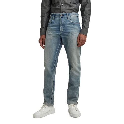 G-Star Raw Triple A Regular Straight Selvedge Jeans Para Hombre, Azul Vintage Stream D21424-B454-D293 , 29w 30l