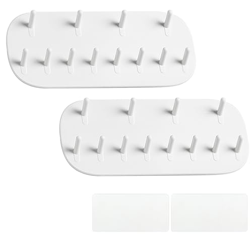 Soporte Collares Colgador Pared Organizador - con 12 Ganchos de Diamante, Montados en la Pared Reutilizables Ganchos de Almacenamiento de Joyería, Apto para Pendientes Anillos Collar, 2 Piezas