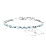 ESPVO Silver Bracelets for Women Ladies Womens S925 Sterling Silver Crystal March Birthstone Tennis Bracelet Jewellery Gifts Women's jewellery Birthday Christmas Presents for Her Girls
