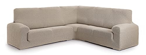 Milica Funda para Sofá Rinconero | Tejido Superelástico, Ajuste Protección Total | Funda Elástica Lavable, Antideslizante y Suave - Color: Beige, Tamaño Extra (hasta 600 cm)
