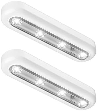 OxyLED Tap Closet Lights, One Touch Light, Stick-on Anywhere 4-Led Touch Tap Light, Cordless Touch Sensor LED Night Light, Battery Operated Stair Safe Lights, 140° Rotation (2 Pack)