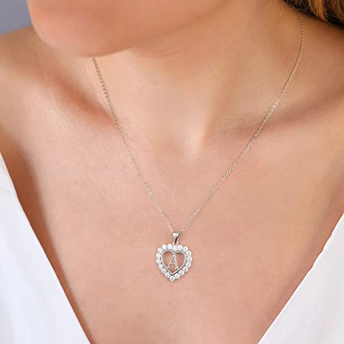 Initial Heart Necklaces for Women, S925 Sterling Silver Initial Necklace Womens Jewelry Mothers Day Gifts Girls Valentines Gifts for Her Christmas Birthday Gifts for Women4