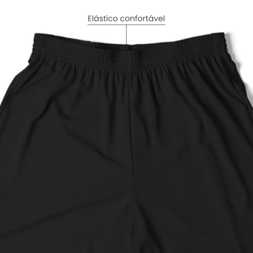 Kit 5 Shorts Masculino Elite Calção Academia Futebol (BR, Alfa, 6G, Regular, Regular, 2 Pretos, 1 Az
