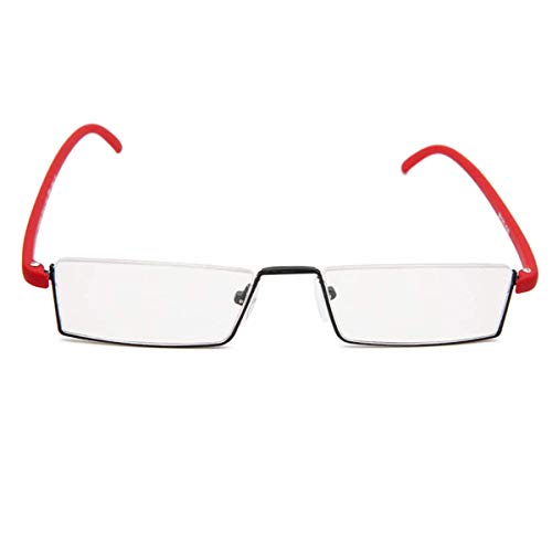Reading Glasses with Ultralight TR90 Frame Reading Aid Half Glasses Made of Metal Frame with Half Frame Viewing Aid with Glasses Case for Men and Women (Red - Image 3