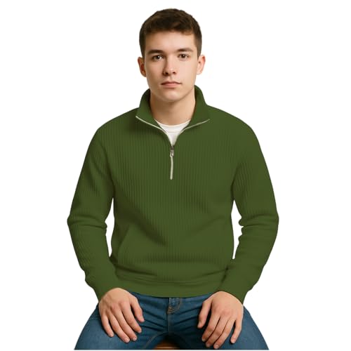 Noni Mens Quarter Zip Pullover Sweaters Casual Slim Fit Knit Texture Sweater Casual Style for Winter Spring Warmth3