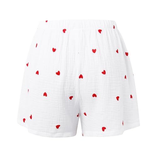 Pyjama imprimé cœur d'amour pour femmes avec short doux