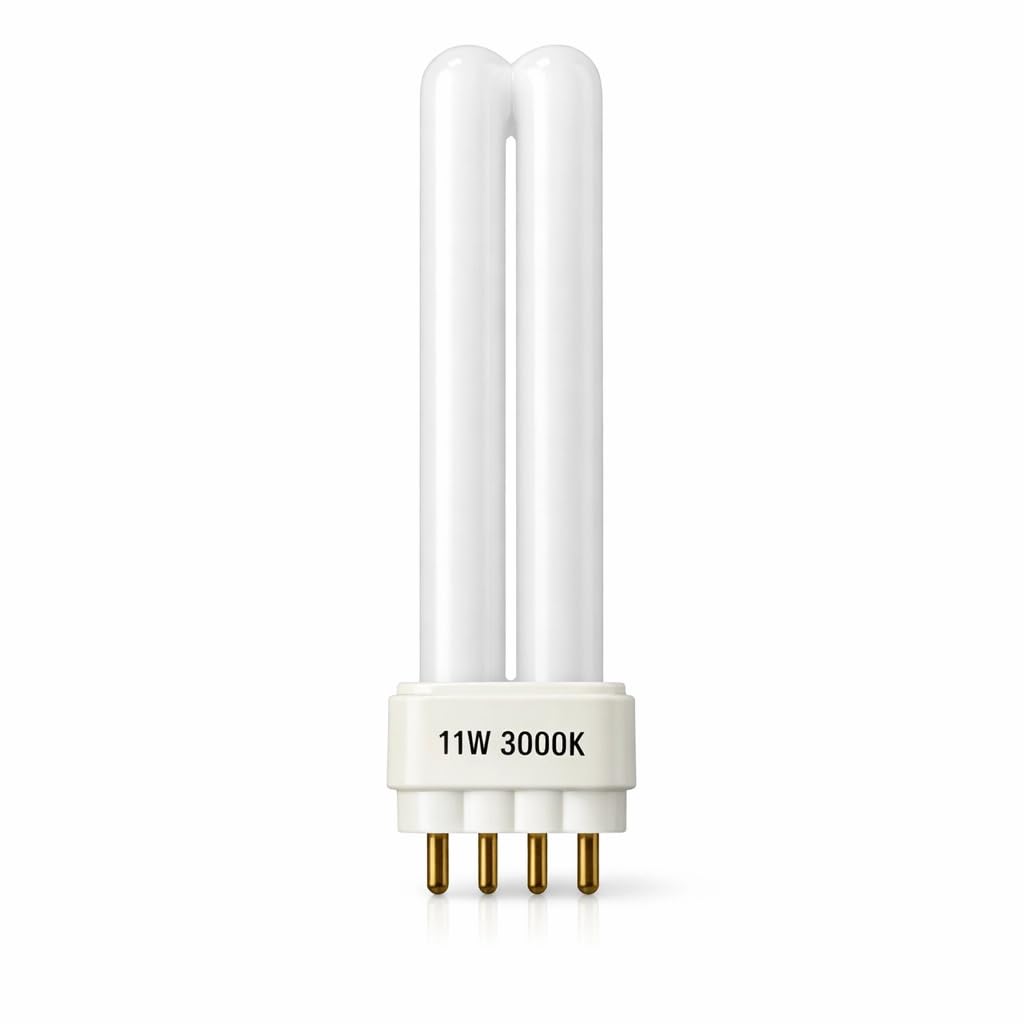 PL-S 11W 4-Pin CFL Lamp, 2G7 Base, 720lm, 3000K Warm White, 10,000 Hour Life, Energy Saving