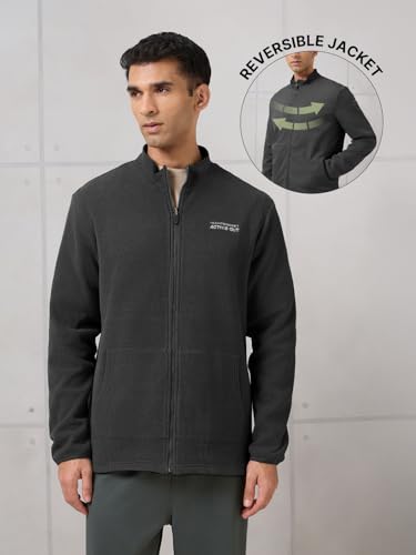 Image of TECHNOSPORT Men's Regular Fit Solid Kangaroo Pocket Reversible Winter Jacket With Technowarm+, Redefine Your Outdoor Moves